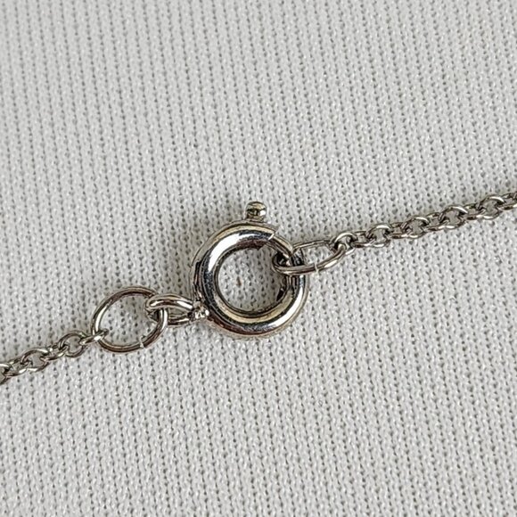 Vintage Silver Tone Red Glass Geometric Shape Necklace - Picture 5 of 7